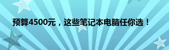 预算4500元，这些笔记本电脑任你选！