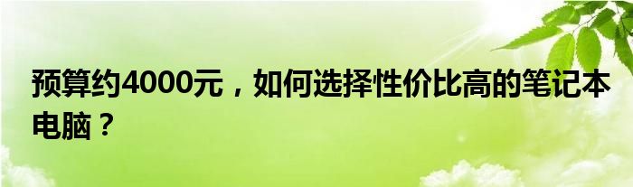 预算约4000元，如何选择性价比高的笔记本电脑？