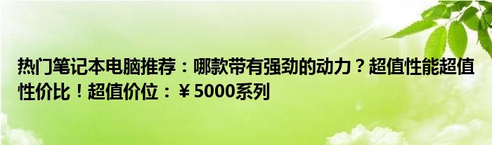 热门笔记本电脑推荐：哪款带有强劲的动力？超值性能超值性价比！超值价位：￥5000系列