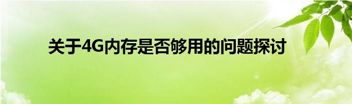 关于4G内存是否够用的问题探讨