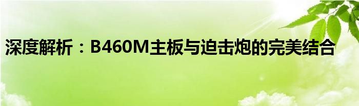 深度解析：B460M主板与迫击炮的完美结合