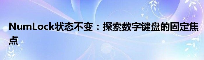 NumLock状态不变：探索数字键盘的固定焦点