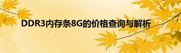 DDR3内存条8G的价格查询与解析