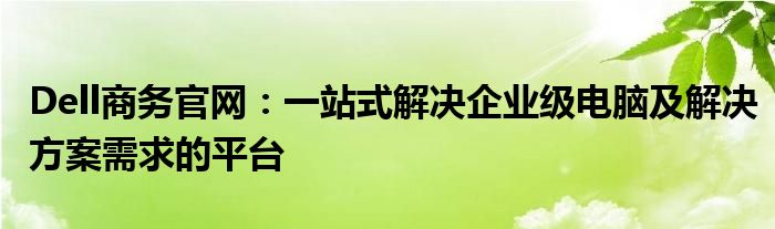 Dell商务官网：一站式解决企业级电脑及解决方案需求的平台