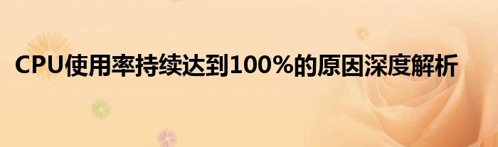 CPU使用率持续达到100%的原因深度解析