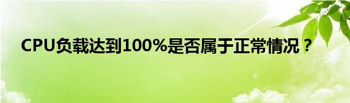 CPU负载达到100%是否属于正常情况？