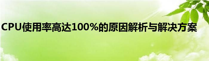 CPU使用率高达100%的原因解析与解决方案