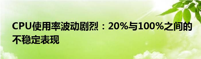 CPU使用率波动剧烈：20%与100%之间的不稳定表现