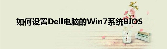 如何设置Dell电脑的Win7系统BIOS