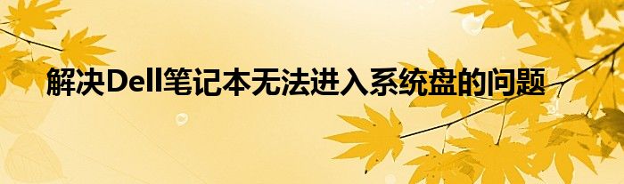 解决Dell笔记本无法进入系统盘的问题