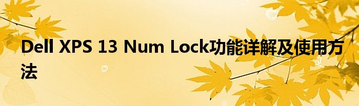 Dell XPS 13 Num Lock功能详解及使用方法