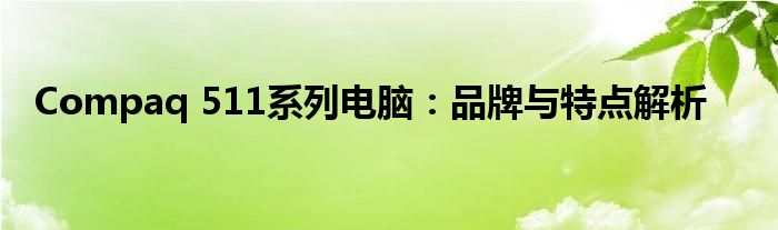 Compaq 511系列电脑：品牌与特点解析