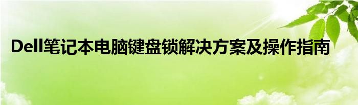 Dell笔记本电脑键盘锁解决方案及操作指南