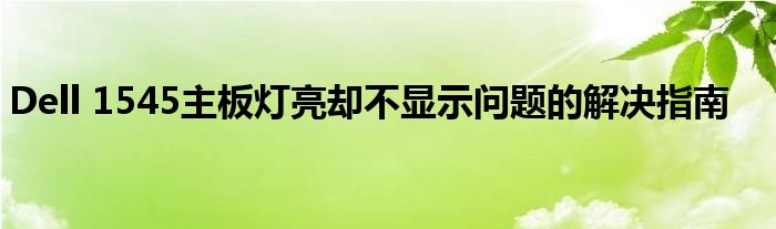 Dell 1545主板灯亮却不显示问题的解决指南