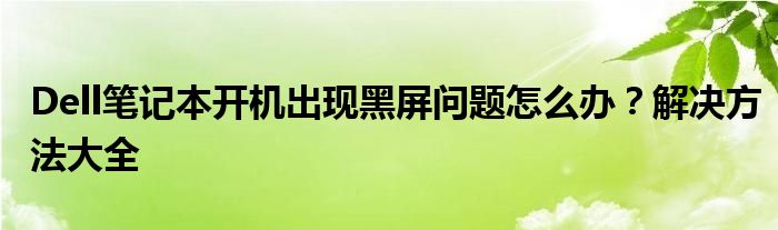 Dell笔记本开机出现黑屏问题怎么办？解决方法大全