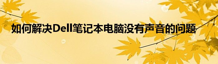 如何解决Dell笔记本电脑没有声音的问题