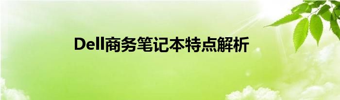 Dell商务笔记本特点解析