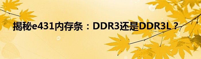 揭秘e431内存条：DDR3还是DDR3L？