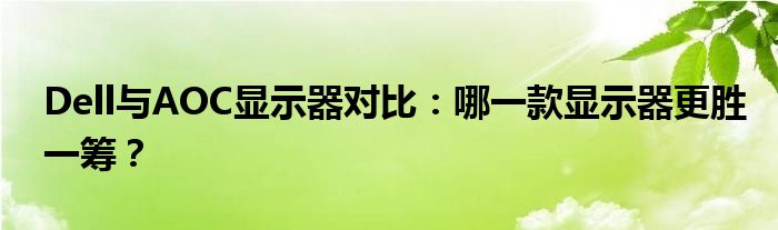 Dell与AOC显示器对比：哪一款显示器更胜一筹？