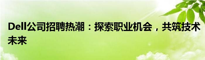 Dell公司招聘热潮：探索职业机会，共筑技术未来