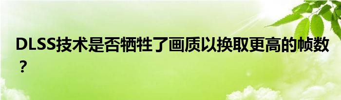 DLSS技术是否牺牲了画质以换取更高的帧数？