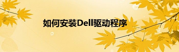 如何安装Dell驱动程序