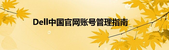 Dell中国官网账号管理指南