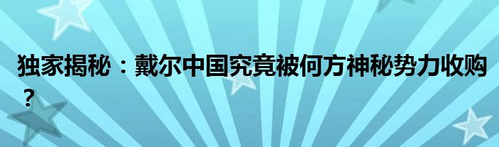 独家揭秘：戴尔中国究竟被何方神秘势力收购？