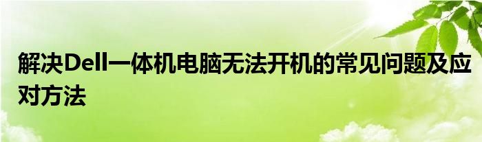 解决Dell一体机电脑无法开机的常见问题及应对方法