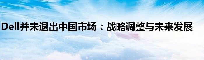 Dell并未退出中国市场：战略调整与未来发展