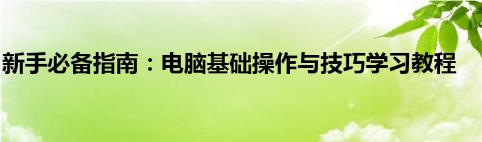 新手必备指南：电脑基础操作与技巧学习教程