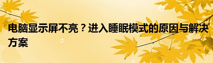 电脑显示屏不亮？进入睡眠模式的原因与解决方案