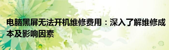 电脑黑屏无法开机维修费用：深入了解维修成本及影响因素