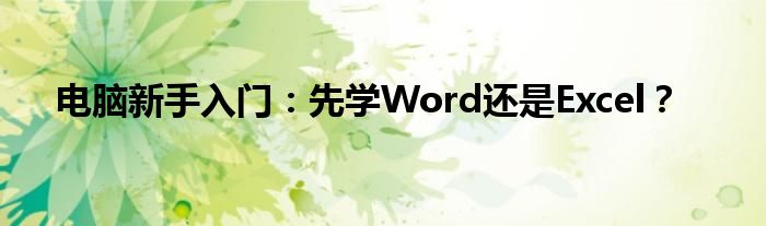 电脑新手入门：先学Word还是Excel？