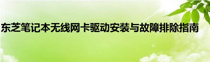 东芝笔记本无线网卡驱动安装与故障排除指南