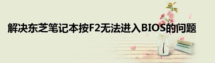 解决东芝笔记本按F2无法进入BIOS的问题