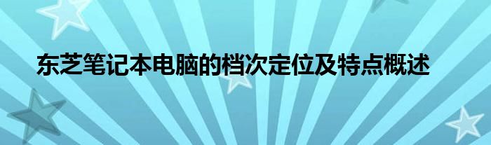 东芝笔记本电脑的档次定位及特点概述