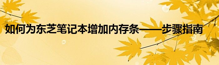 如何为东芝笔记本增加内存条——步骤指南