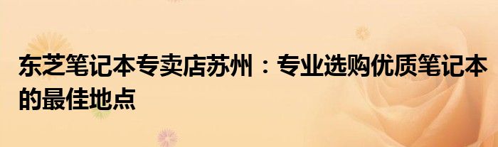 东芝笔记本专卖店苏州：专业选购优质笔记本的最佳地点