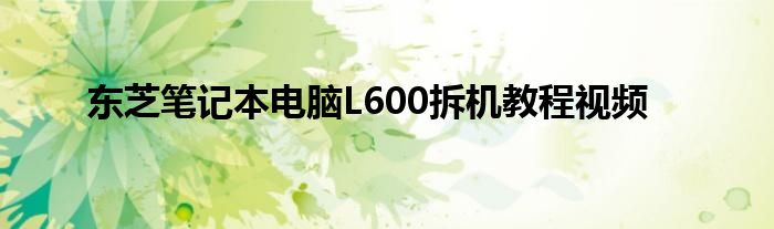 东芝笔记本电脑L600拆机教程视频