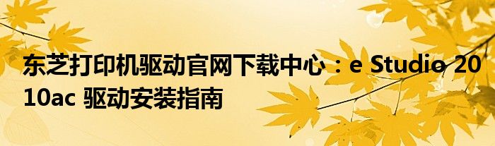 东芝打印机驱动官网下载中心：e Studio 2010ac 驱动安装指南