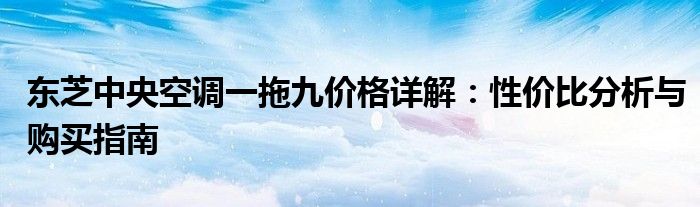 东芝中央空调一拖九价格详解：性价比分析与购买指南