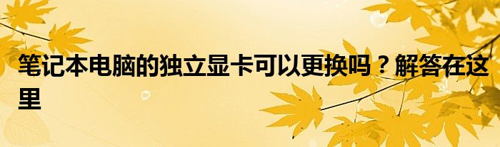 笔记本电脑的独立显卡可以更换吗？解答在这里