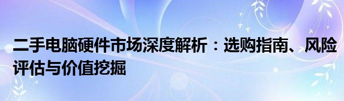 二手电脑硬件市场深度解析：选购指南、风险评估与价值挖掘