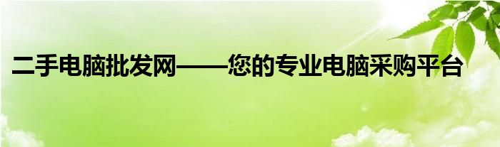 二手电脑批发网——您的专业电脑采购平台