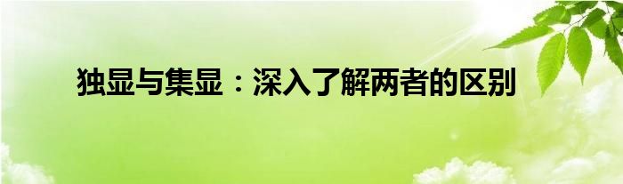 独显与集显：深入了解两者的区别