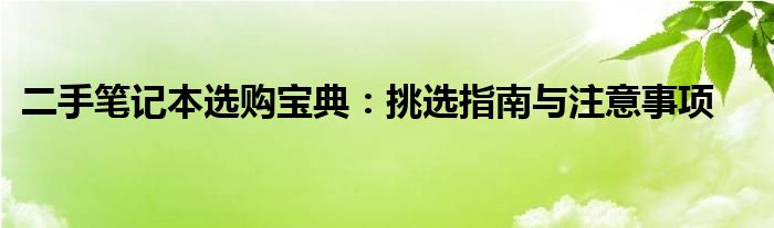 二手笔记本选购宝典：挑选指南与注意事项