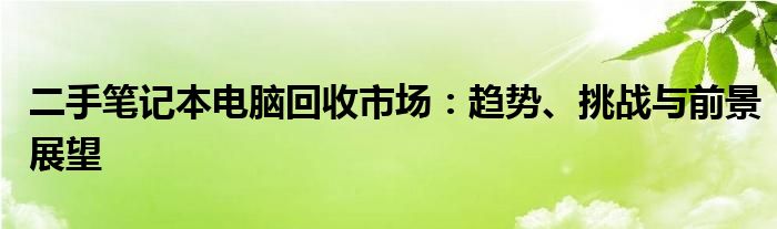 二手笔记本电脑回收市场：趋势、挑战与前景展望