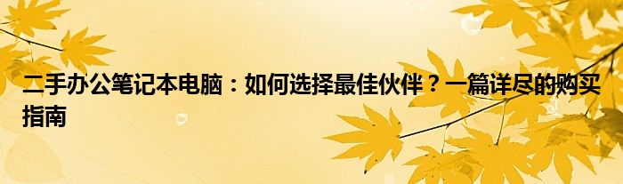 二手办公笔记本电脑：如何选择最佳伙伴？一篇详尽的购买指南