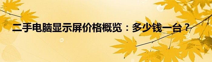 二手电脑显示屏价格概览：多少钱一台？